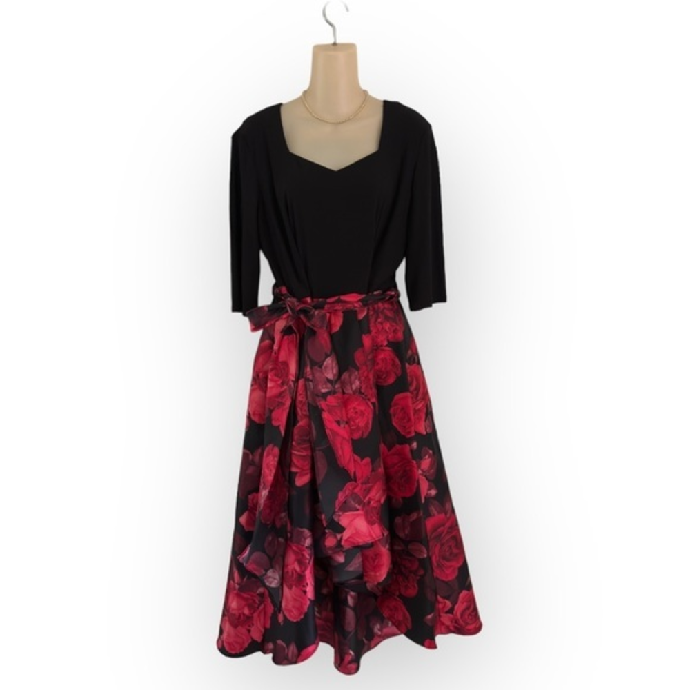 R&M Richards Red/Black High-Low Cocktail‎ Dress
